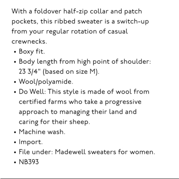 Madewell highneck gray sweater with 1/3 zippered front in XL - Picture 4 of 14